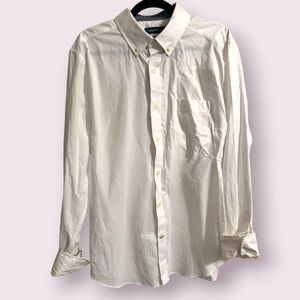 NWT Nautica Classic Fit White Button Down Shirt Size L Stretch